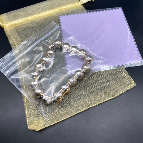TIFFANY HARDWEAR Ball Bracelet in Silver, 10 mm, Size Small 7” -  NEW $700 - Picture 10 of 11